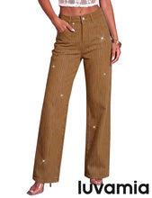 luvamia FleXclusive Rhinestone Jeans High Waisted Stretch Glitter Womens Wide Leg Jeans Glittering Rhinestone Embellished Jeans, 29.5" Inseam, Trendy Wide Leg Sparkly Jeans, Party, Night Out, Going Out Outfits