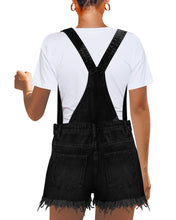 luvamia Women's Ripped Short Overalls Adjustable Denim Bib Overall Shorts Romper