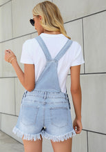 luvamia Women's Ripped Short Overalls Adjustable Denim Bib Overall Shorts Romper
