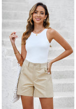 LUVAMIA Women's Chino High Waisted Elastic Waist Shorts Summer Straight Leg