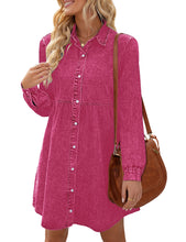 luvamia Denim Dress for Women Babydoll Flowy Cute Jean Shirt Dresses Long Sleeves