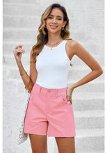 LUVAMIA Women's Chino High Waisted Elastic Waist Shorts Summer Straight Leg