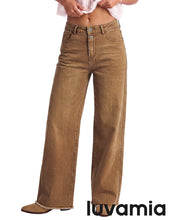 luvamia FleXclusive Wide Leg Jeans for Women High Waisted Stretchy Denim Pants Raw Hem Wide Leg Jeans, 90s Baggy Straight, High Rise, Stretch, 29.5 Inch Inseam, Button Front, Raw Hem, Western Outfit for Women