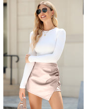 luvamia Shorts for Women Faux Leather Skorts High Waisted PU Leather Shorts Elastic Waist Ruched Wrap Skorts Skirts