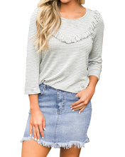 luvamia Women's Casual Mid Waisted Washed Frayed Pockets Denim Jean Short Skirt