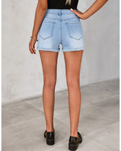 luvamia Women's Ripped Denim Jean Shorts High Waisted Stretchy Folded Hem Short Jeans