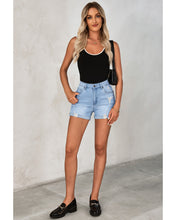 luvamia Women's Ripped Denim Jean Shorts High Waisted Stretchy Folded Hem Short Jeans