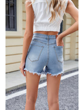 LUVAMIA Women's Stretch Denim Shorts High Waisted Raw Hem Jean