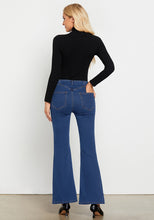 LUVAMIA Women's High Waisted Full Length Regular Stretch Denim Flare Jeans