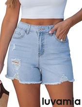 luvamia FleXclusive Jean Shorts for Women Trendy High Waisted Ripped Distressed Raw Hem Stretchy Denim Shorts Country Concert Outfit