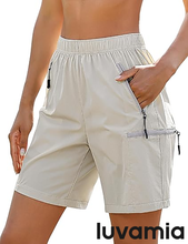 luvamia Hiking Shorts for Women Cargo Pull On Elastic Waist Lightweight Quick Dry Summer Sport Golf 7 Inch Inseam Shorts