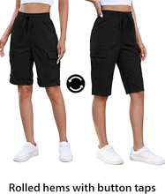 luvamia Bermuda Shorts for Women Knee Length High Rise Summer Casual Shorts Elastic Wasit Drawstring with Pockets