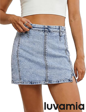 luvamia FleXclusive Jean Skorts for Woman High Waisted Side Slit Mini Short Skirt with Shorts Stretchy Denim Skirts Country Concert