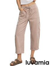 luvamia FleXclusive Barrel Jeans for Women Trendy Wide Leg High Rise Baggy Pull On Elastic Waist Button Fly Drawstring Denim Pants