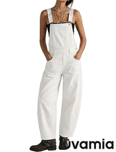 luvamia FleXclusive Denim Overalls for Women Barrel Leg Baggy Loose Fit Bib Stretchy Jean Jumpsuit Adjustable Strap Casual Overall