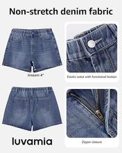 luvamia FleXclusive Jean Shorts for Women High Waisted Baggy Wide Leg Elastic Waist Mom Denim Shorts 4" Inseam Casual Summer Jorts