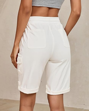 luvamia Bermuda Shorts for Women Knee Length High Rise Summer Casual Shorts Elastic Wasit Drawstring with Pockets
