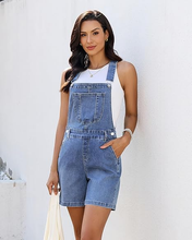 luvamia FleXclusive Denim Overalls for Women Loose Fit Baggy Jean Shorts Overall Bib Summer Casual Stretchy Adjustable Shortalls