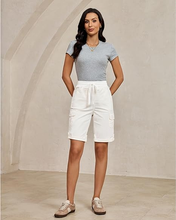 luvamia Bermuda Shorts for Women Knee Length High Rise Summer Casual Shorts Elastic Wasit Drawstring with Pockets