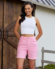 luvamia FleXclusive Jean Shorts for Women High Waisted Trendy Mid Thigh Distressed Ripped Frayed Stretchy Denim Shorts Cut Off Jorts