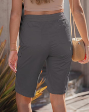 luvamia Bermuda Shorts for Women Knee Length High Rise Summer Casual Shorts Elastic Wasit Drawstring with Pockets