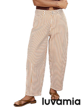 luvamia Barrel Jeans for Women Trendy Baggy Wide Leg Striped High Waisted Cropped Casual Pinstripe Stretchy Denim Pants