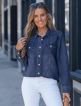 luvamia FleXclusive Denim Shirts for Women Long Sleeve Button Down Chambray Relaxed Fit Western Jean Shirts Casual Collared Jean Top