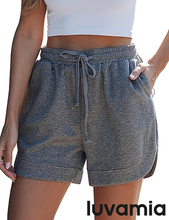 luvamia Sweat Shorts for Women High Waisted Pull On Elastic Waist Loose Fit Comfy Lounge Casual Summer Athleisure Shorts