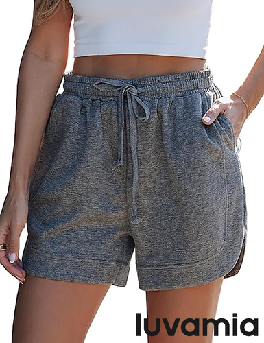 luvamia Sweat Shorts for Women High Waisted Pull On Elastic Waist Loose Fit Comfy Lounge Casual Summer Athleisure Shorts