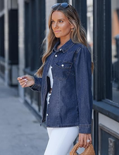 luvamia FleXclusive Denim Shirts for Women Long Sleeve Button Down Chambray Relaxed Fit Western Jean Shirts Casual Collared Jean Top