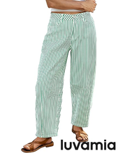 luvamia Barrel Jeans for Women Trendy Baggy Wide Leg Striped High Waisted Cropped Casual Pinstripe Stretchy Denim Pants