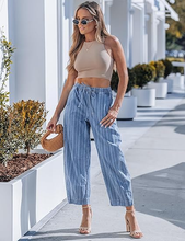 luvamia FleXclusive Barrel Jeans Women Trendy Striped Cropped High Waisted Pull On Elastic Waist Wide Leg Casual Stretch Denim Pants