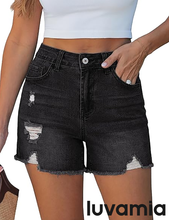 luvamia FleXclusive Jean Shorts for Women Trendy High Waisted Ripped Distressed Raw Hem Stretchy Denim Shorts Country Concert Outfit