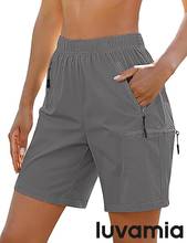 luvamia Hiking Shorts for Women Cargo Pull On Elastic Waist Lightweight Quick Dry Summer Sport Golf 7 Inch Inseam Shorts