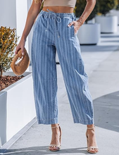 luvamia FleXclusive Barrel Jeans Women Trendy Striped Cropped High Waisted Pull On Elastic Waist Wide Leg Casual Stretch Denim Pants