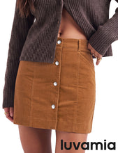 luvamia Corduroy Skirt Women Button Fly Trendy Stretchy Short Fall Skirts Elastic Waist Back, Functional Pockets, Stretchy, Soft Corduroy, Fall Skirts For Women Dressy Casual, Fall Outfits For Women