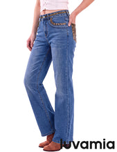 luvamia FleXcLusive Wide Leg Jeans for Women High Waisted Leopard Patchwork Denim Pants Stretchy, Baggy Straight Leg, 29.5" Inseam, Leopard Trimmed Waist & Front Pockets, Cheetah Print Back Pockets, Western Outfit