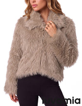luvamia Faux Fur Jackets for Women Shaggy Crop Coats Fall Winter Outerwear Hook Closure, Long Sleeve, Lapel Collar, Date Night Outfit, Drop Shoulder, Clean Front Design, Long Pile Texture, Solid Color