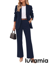 luvamia Pant Suits for Women 2 Piece Sets Business Casual Bootcut Pants Set Buttons Breasted Suit Jackets, High Waisted Bootcut Pants, 29" Inseam, Professional Office Pantsuits, Fall Teacher Outfits