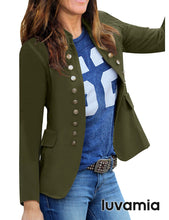 luvamia Women's Open Front Long Sleeves Work Blazer Casual Buttons Jacket Suit