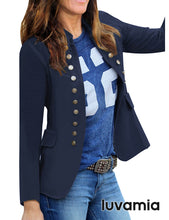 luvamia Women's Open Front Long Sleeves Work Blazer Casual Buttons Jacket Suit