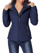 luvamia Women Casual Warm Winter Faux Fur Quilted Parka Lapel Zip Jacket Puffer Coat