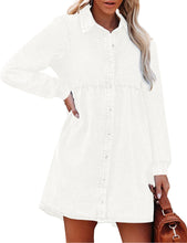 luvamia Denim Dress for Women Babydoll Flowy Cute Jean Shirt Dresses Long Sleeves