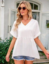 luvamia Blouses for Women Dressy Casual Babydoll Flowy Tops V Neck Tunic Tops Loose Fit Batwing Sleeves Summer