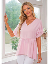 luvamia Blouses for Women Dressy Casual Babydoll Flowy Tops V Neck Tunic Tops Loose Fit Batwing Sleeves Summer