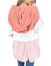luvamia Women Fuzzy Fleece Open Front Pocket Hooded Cardigan Jacket Coat Outwear