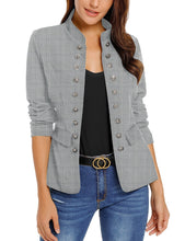 luvamia Women's Open Front Long Sleeves Work Blazer Casual Buttons Jacket Suit