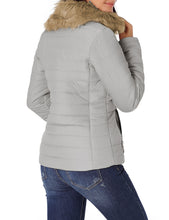 luvamia Women Casual Warm Winter Faux Fur Quilted Parka Lapel Zip Jacket Puffer Coat