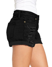 luvamia Women's Ripped Denim Jean Shorts High Waisted Stretchy Folded Hem Short Jeans