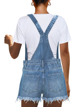 luvamia Women's Ripped Short Overalls Adjustable Denim Bib Overall Shorts Romper